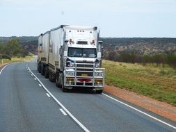 truck with semi-trailers on the highway