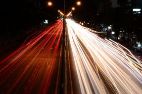 red and white traffic lights in night road