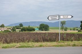 directional signs in village