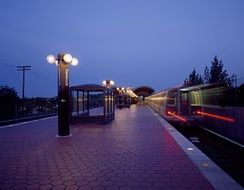 train in motion at night