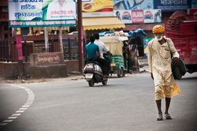 elderly hindu man on street, india
