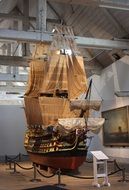 sailing vintage ship in a museum