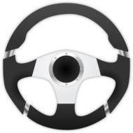 graphic image of the steering wheel of a racing car