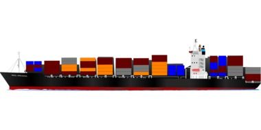 cargo ship with containers as a graphic image
