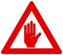 road sign with hand