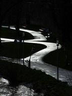 illuminated cycle path at darkness