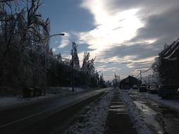 winter road in the village, russia, siberia