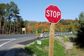 picture of the stop sign on a road