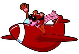 graphic image of a cartoon gopher in a red plane