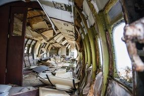 Destroyed airplane interior