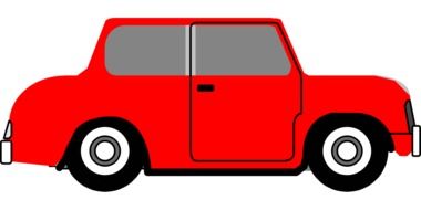 one door red car drawing