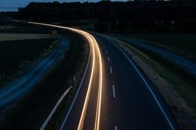 traffic on road at night, long exposure