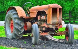 antique tractor on a farm