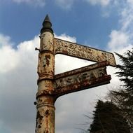 aged metal roadsign, uk, england, cornwall