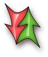 red down arrow and green up arrow