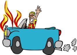 drawing a man in a car in an accident