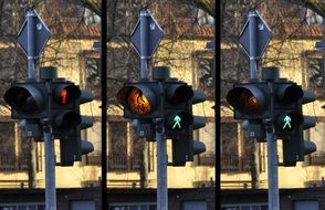 Different colours of the traffic light