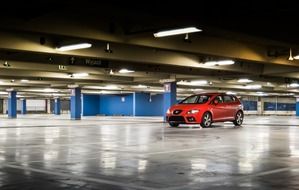 Lonely parked red car