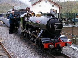 vintage steam locomotive on narrow gauge