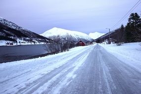 Snowy road in Iceland