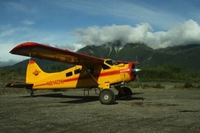 yellow propeller plane