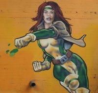 bright graffiti with a female warrior