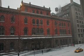 theater during snow in winter