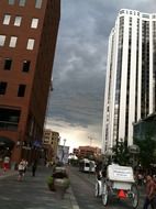 storm clouds over city street in denver