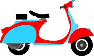 drawing of the red and blue scooter