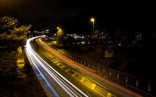 light track on road at night time