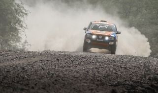 Rally car on a race