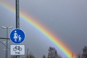 road signs on a rainbow background