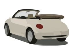 graphic image of a white car Volkswagen beetle
