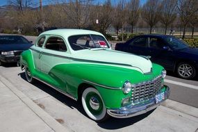 green vintage dodge custom coupe car outdoor