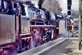 steam locomotive on the railway