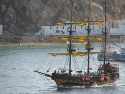 Sailing ship near the beach