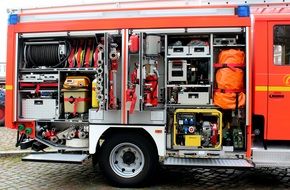 orange fire truck detailed equipment