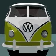painted green minivan Volkswagen