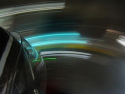 Safety helmet on motorcycle in movement
