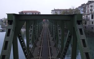 railway tracks on the bridge in Ivrea