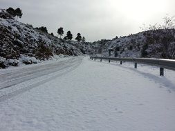 road in the snow in winter