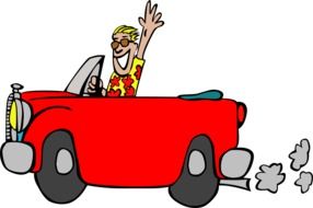 the guy in the red convertible cartoon drawing