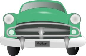 graphic image of a green vintage car