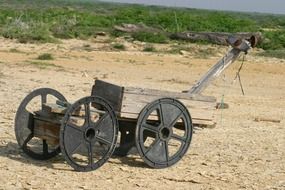 cart with metal wheels in the desert