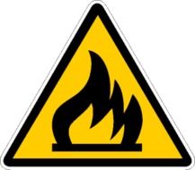painted black flame on a yellow sign