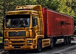 truck on the road near the trees