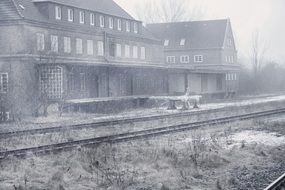 winter railway station monochrome