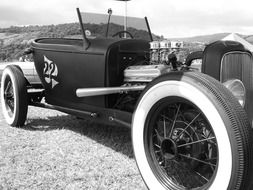 antique car in black and white background