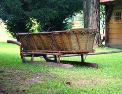 wooden cart without bridle