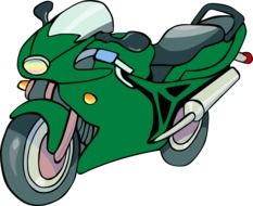 drawing of a green motorcycle on a white background